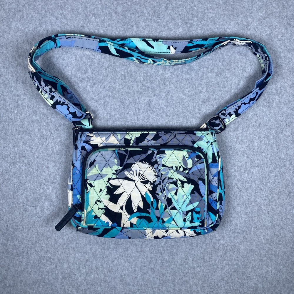 Vera Bradley Crossbody Bag Womens Small Blue Floral Quilted Purse 14543-539
